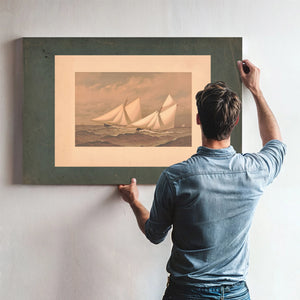 American Yachts Extra Plate for the Americas Cup 1885 Near the Finish Purtia — Framed Wall Art Room View | Bella Frye