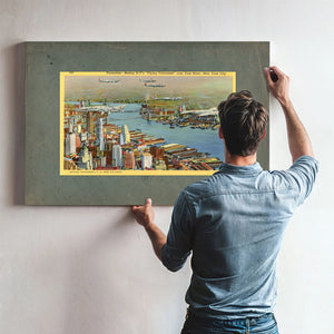 Steel Wings Over Manhattan Vintage Military Aviation Print — Framed Wall Art Room View | Bella Frye