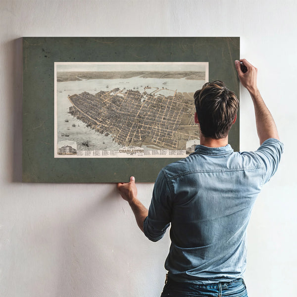 Birds Eye View of the City of Charleston South Carolina 1872 1872 — Framed Wall Art Room View | Bella Frye