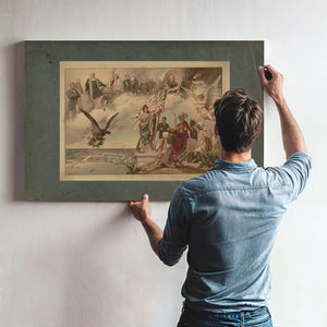 Depiction of Chicago Worlds Fair in Lower Left Allegorical Figures on the Ri — Framed Wall Art Room View | Bella Frye