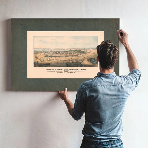 Camp of the 7th Maine Volunteers as Seen From the Fortifications Erected by — Framed Wall Art Room View | Bella Frye