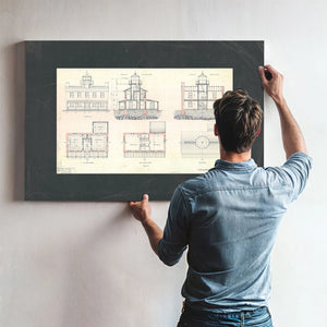 The Keepers Blueprint Fishing Battery Light Station Engineering Drawings — Framed Wall Art Room View | Bella Frye