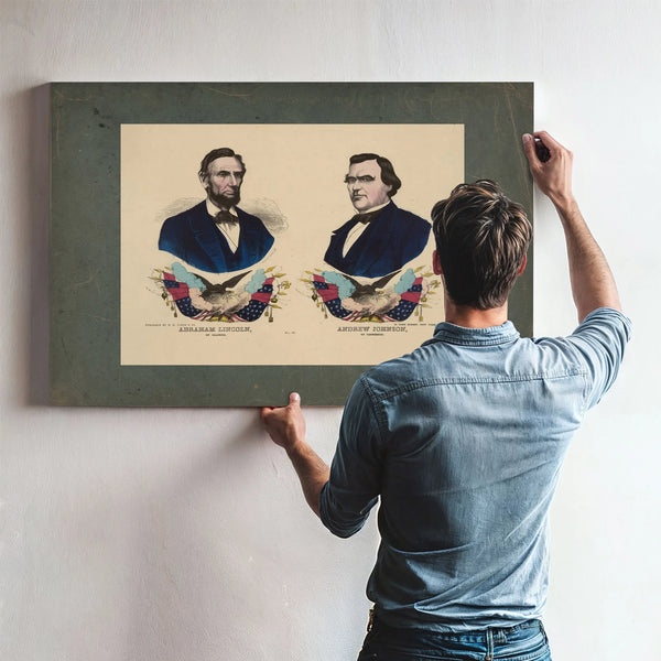 Abraham Lincoln of Illinois Andrew Johnson of Tennessee 1864 — Framed Wall Art Room View | Bella Frye