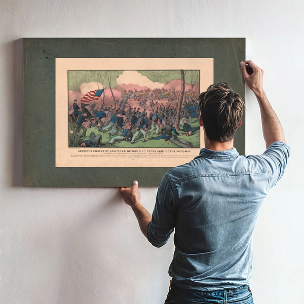 Glorious Charge of Hancocks Division 2nd of the Army of the Potomac at the B — Framed Wall Art Room View | Bella Frye