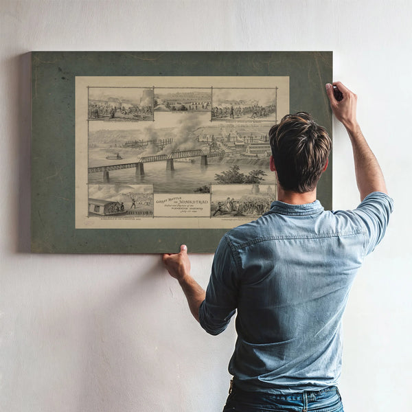 Great Battle of Homestead Defeat and Capgture of the Pinkerton Invaders July — Framed Wall Art Room View | Bella Frye