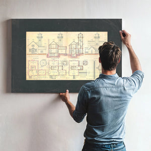The Keepers Blueprint Leading Point Light Station Plans — Framed Wall Art Room View | Bella Frye