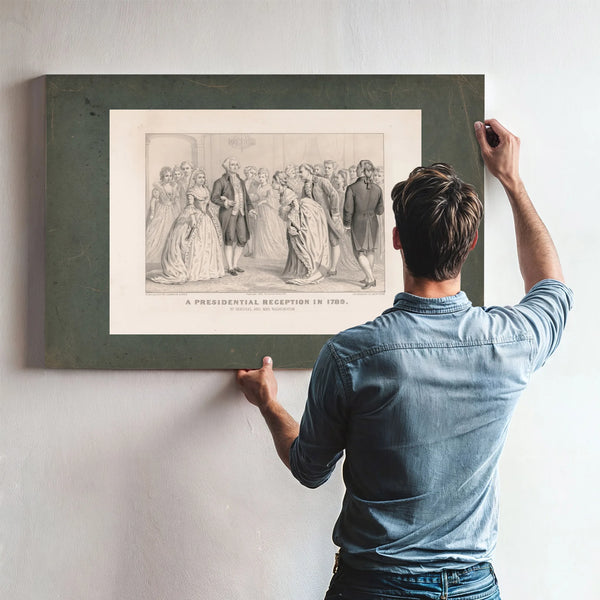 a Presidential Reception in 1789 by General and Mrs Washington 1876 — Framed Wall Art Room View | Bella Frye