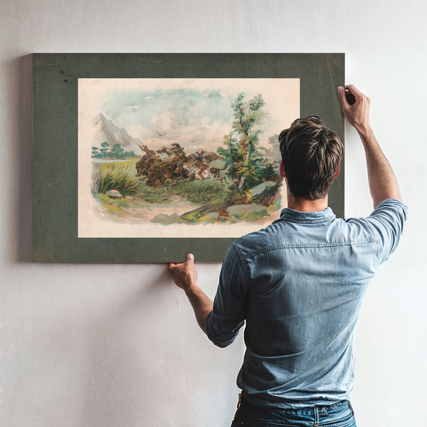 Buffalo Hunt in the Wild West 1897 — Framed Wall Art Room View | Bella Frye