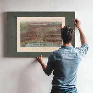 Birds Eye View of Philadelphia 1875 — Framed Wall Art Room View | Bella Frye