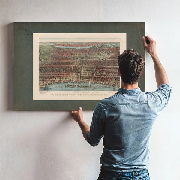 Birds Eye View of Philadelphia 1875 — Framed Wall Art Room View | Bella Frye