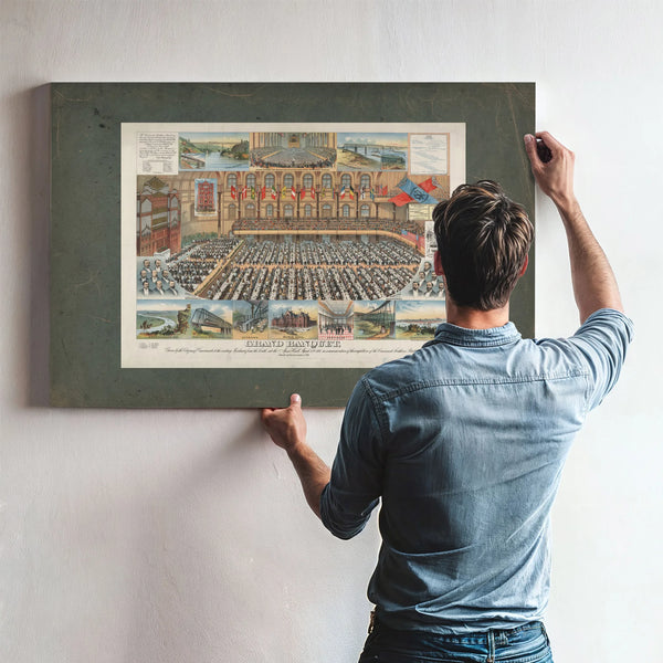 Grand Banquet Given by the Citizens of Cincinnati to the Visiting Merchants — Framed Wall Art Room View | Bella Frye