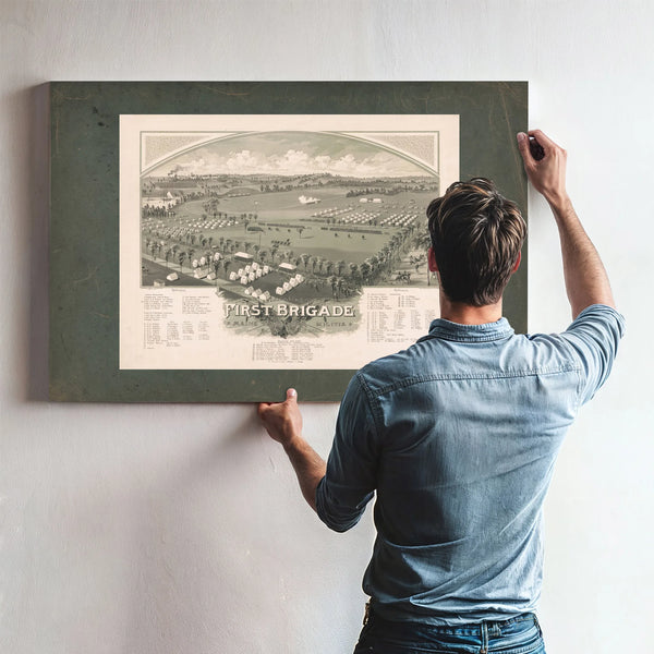 Encampment of First Brigade Maine Volunteer Militia 1885 — Framed Wall Art Room View | Bella Frye
