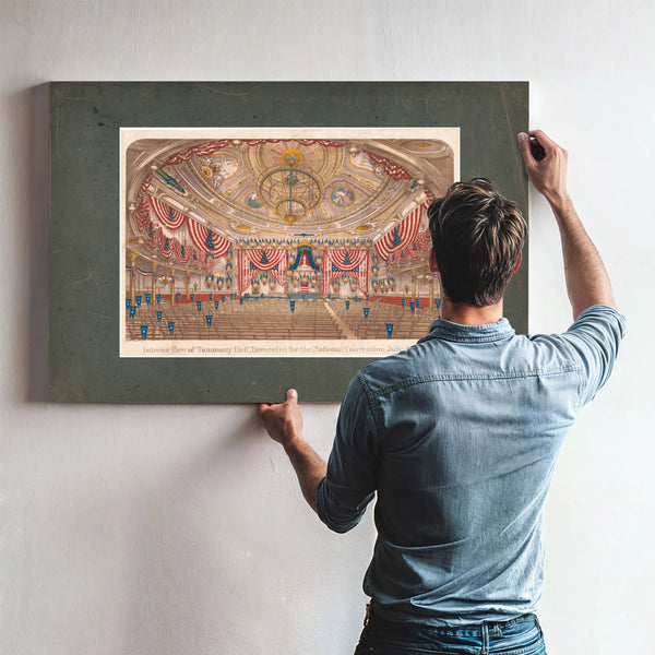 Interior View of Tammany Hall Decorated for the National Convention July 4th — Framed Wall Art Room View | Bella Frye