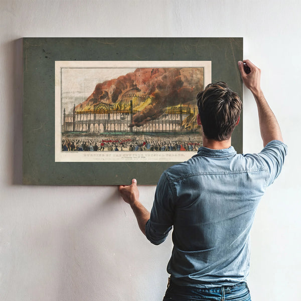 Burning of the New York Crystal Palace_ on Tuesday Oct 5th 1858 1858 — Framed Wall Art Room View | Bella Frye