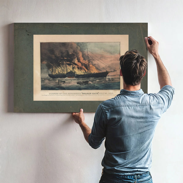 Burning of the Steamship Golden Gate _july 27 1862 1862 — Framed Wall Art Room View | Bella Frye