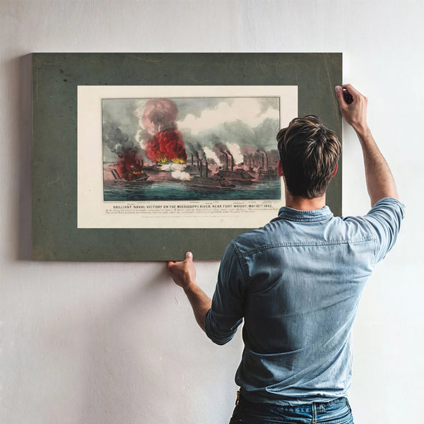Brilliant Naval Victory on the Mississippi River Near Fort Wright May 1th 1 — Framed Wall Art Room View | Bella Frye