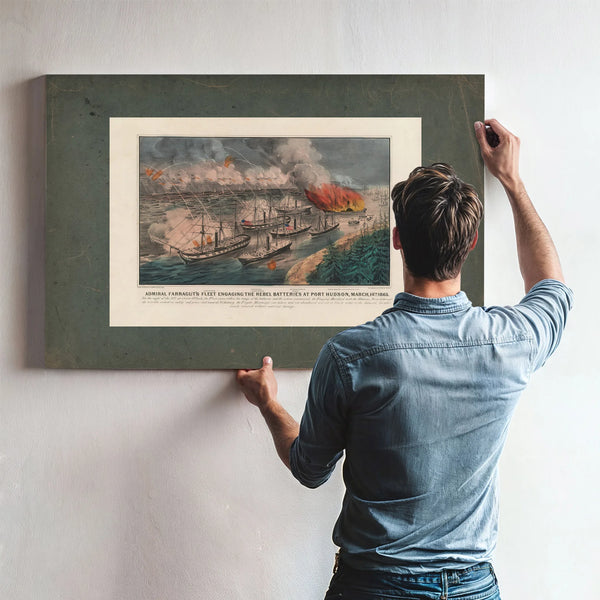 Admiral Farraguts Fleet Engaging the Rebel Batteries at Port Hudson March 14t