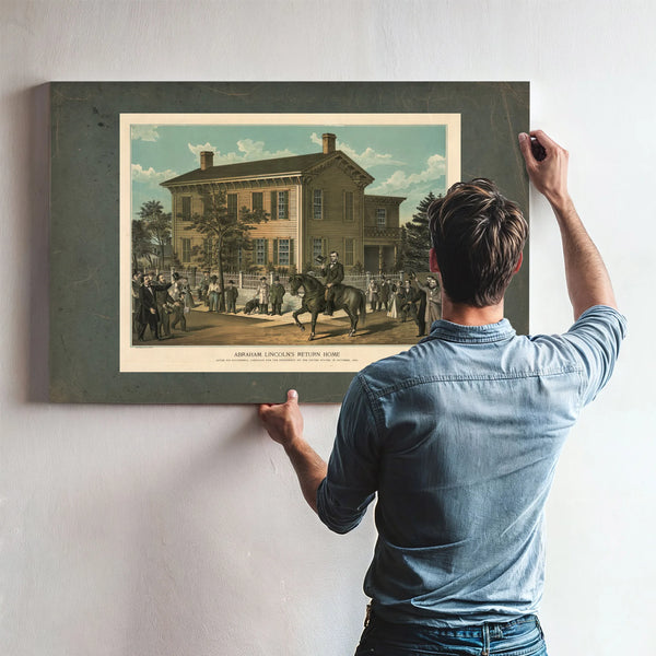 Abraham Lincolns Return Home After His Successful Campaign for the Presidency — Framed Wall Art Room View | Bella Frye