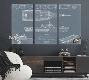 USS Jackson (LCS-6) Blueprint Wall Art