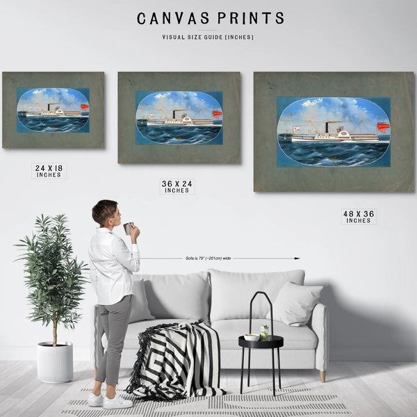 Steamboat Reindeer Hudson River Side Wheel Passenger Steamer — Framed Wall Art Room View | Bella Frye