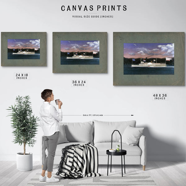 Steamboat Jesse Hoyt on the Hudson River — Framed Wall Art Room View | Bella Frye