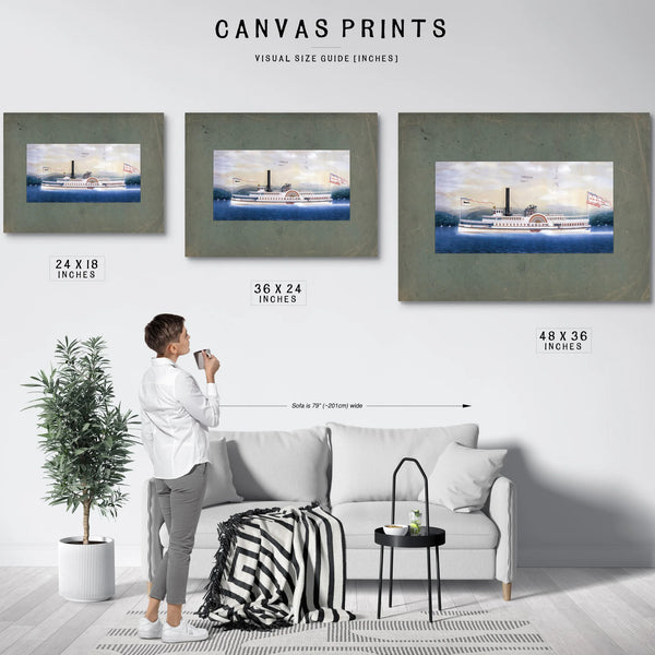 Steamboat Harlem on the Hudson River — Framed Wall Art Room View | Bella Frye