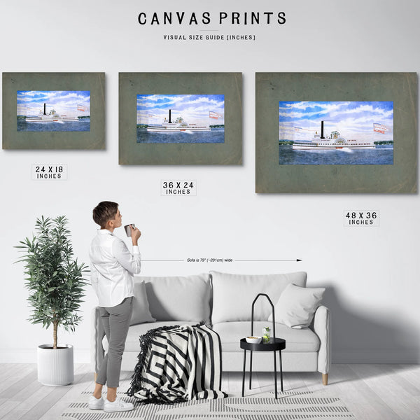 Steamboat Shady Side Hudson River Sidewheel Passenger Steamer — Framed Wall Art Room View | Bella Frye