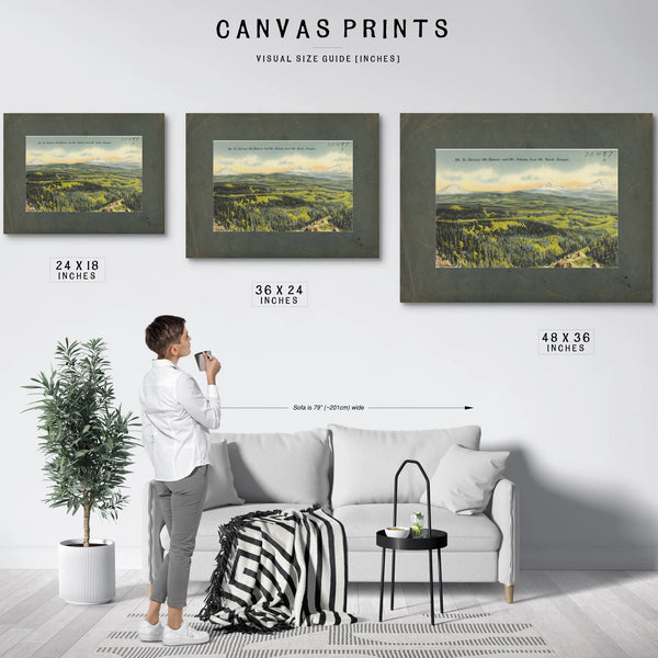 Mt St Helens Mt Rainier And Mt Adams From Mt Hood Oregon — vintage wall art by Bella Frye