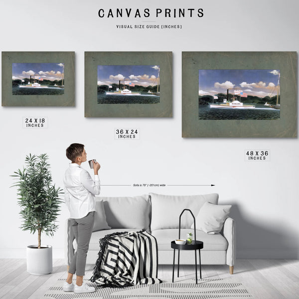 Steamboat Peter Crary on the Hudson River — Framed Wall Art Room View | Bella Frye