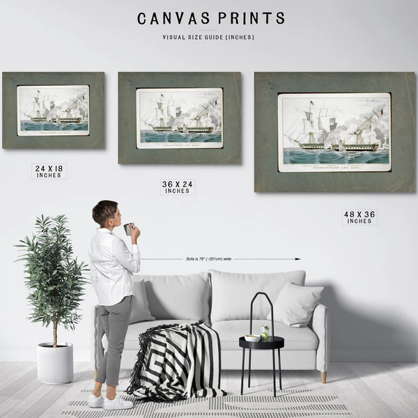 Constitution and Java Naval Battle of the War of 1812 — Framed Wall Art Room View | Bella Frye