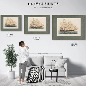 Outward Bound Currier Ives lithograph of a clipper ship under full sail — Framed Wall Art Room View | Bella Frye