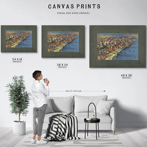 Air View Of Portland Oregon Business District 5 Main Bridges And East Side — vintage wall art by Bella Frye