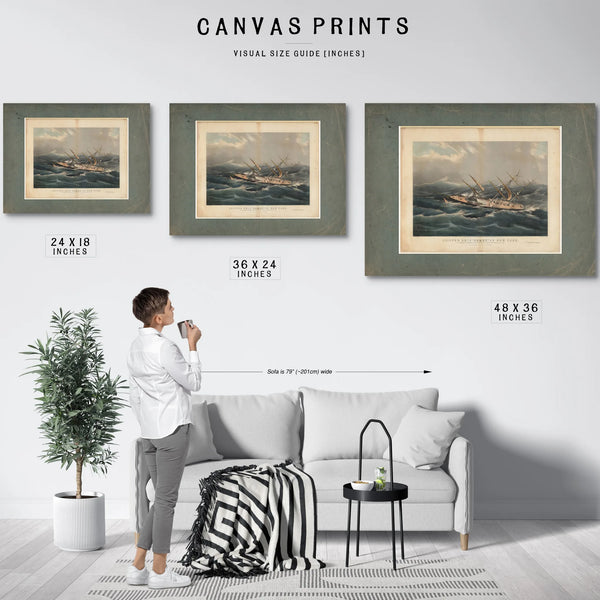 Clipper Ship Comet of New York in a Hurricane off Bermuda on her Voyage from — Framed Wall Art Room View | Bella Frye