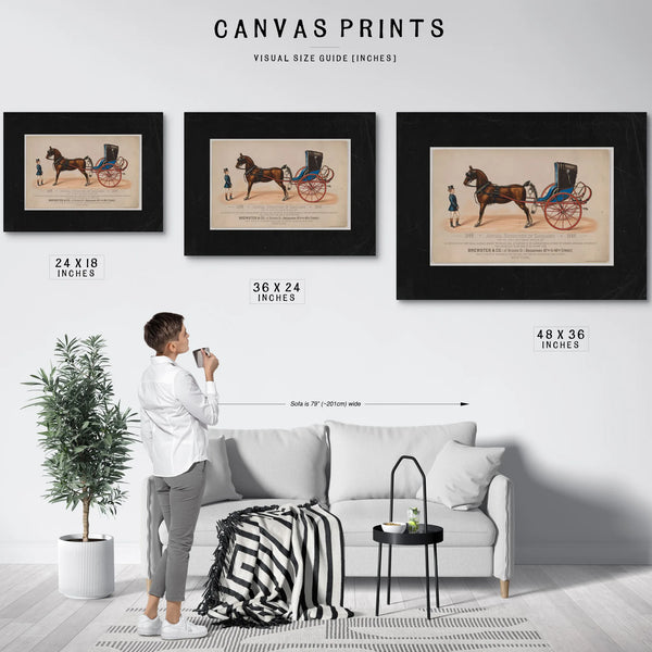 Brewster Co Annual Exhibition of Carriages — Ebony Framed Canvas Print | Bella Frye