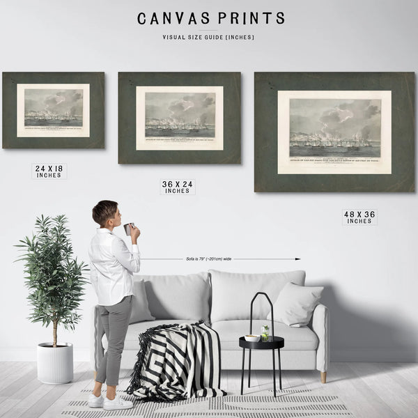 Attack of the Gun Boats Upon the City Castle of San Juan De Ulloa Bombardme — Framed Wall Art Room View | Bella Frye