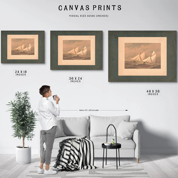 American Yachts Extra Plate for the Americas Cup 1885 Near the Finish Purtia — Framed Wall Art Room View | Bella Frye