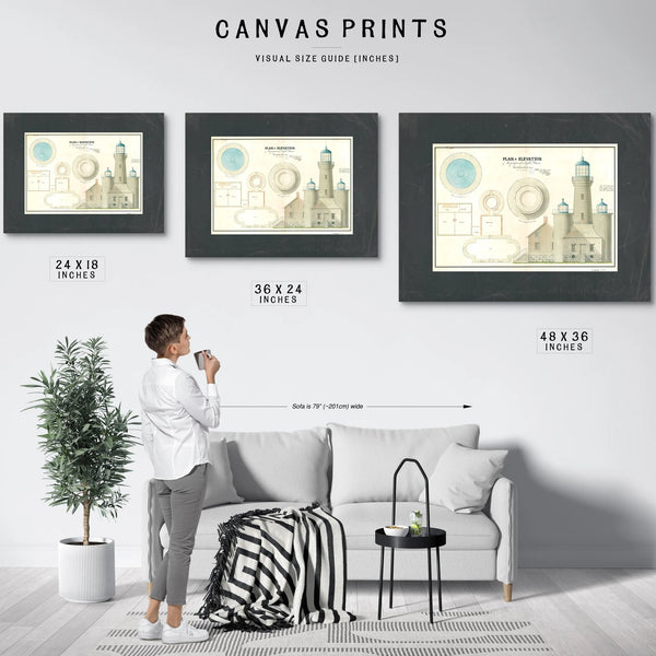 The Keepers Vigil Matinicus Rock Lighthouse Architectural Blueprint — Framed Wall Art Room View | Bella Frye