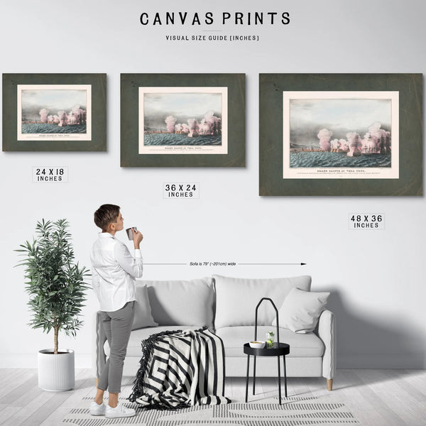 Grand Salute at Vera Cruz From the American Fleet and the Castle San Juan Du — Framed Wall Art Room View | Bella Frye