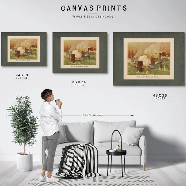Battle of the Monitor and Merrimac 1889 — Framed Wall Art Room View | Bella Frye