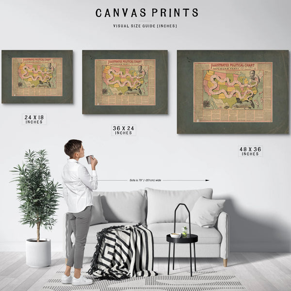 Illustrated Political Chart a Cartoon of American Politics and the Tapeworm — Framed Wall Art Room View | Bella Frye