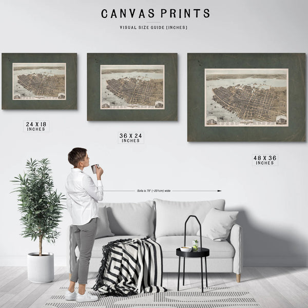 Birds Eye View of the City of Charleston South Carolina 1872 1872 — Framed Wall Art Room View | Bella Frye