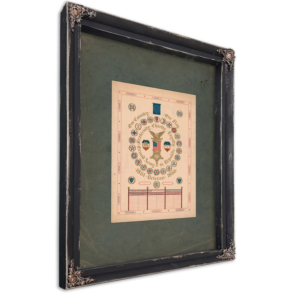 One Country One Flag Grand Army of the Republic 1889 — Ebony Framed Canvas Print | Bella Frye