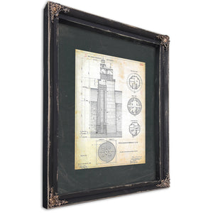 The Keepers Fortress Baltimore Harbor Light Engineering Blueprint — Ebony Framed Canvas Print | Bella Frye