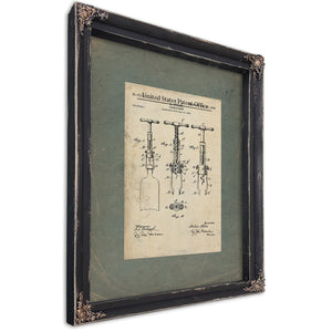 The Stiles Corkscrew Patent of 1898 — a Victorian Study in Extraction — Ebony Framed Canvas Print | Bella Frye