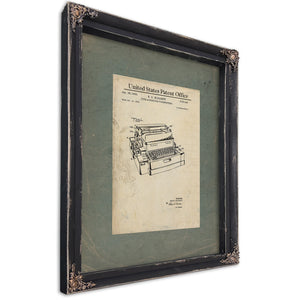 The Blodgett Mechanism — Patent Blueprint of the Electric Typewriter — Ebony Framed Canvas Print | Bella Frye