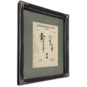 The Oreilly Patent Birth of the Electric Needle — Ebony Framed Canvas Print | Bella Frye