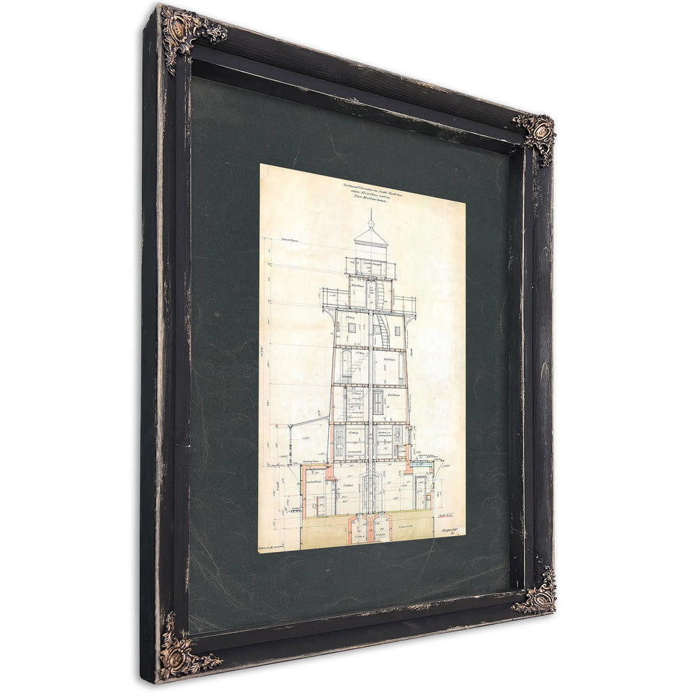 The Keepers Vigil Hooper Island Light Station Blueprint — Ebony Framed Canvas Print | Bella Frye