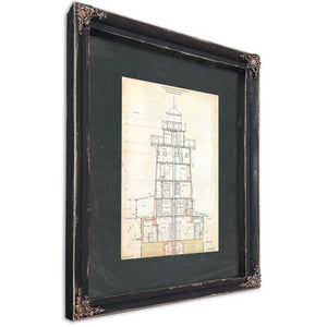 The Keepers Vigil Hooper Island Light Station Blueprint — Ebony Framed Canvas Print | Bella Frye