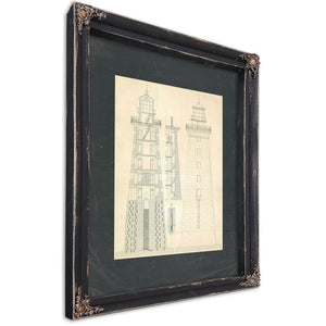 The Stone Sentinel Minots Ledge Lighthouse Engineering Diagrams — Ebony Framed Canvas Print | Bella Frye
