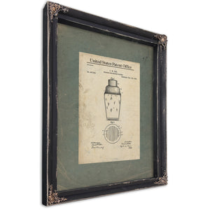 The Alchemists Vessel — Patent Blueprint of the Cocktail Shaker — Ebony Framed Canvas Print | Bella Frye